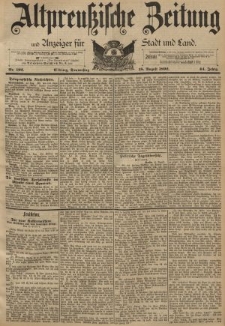 Altpreussische Zeitung, Nr. 192 Donnerstag 18 August 1892, 44. Jahrgang