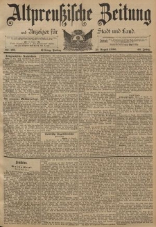 Altpreussische Zeitung, Nr. 193 Freitag 19 August 1892, 44. Jahrgang