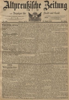 Altpreussische Zeitung, Nr. 199 Freitag 26 August 1892, 44. Jahrgang