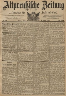 Altpreussische Zeitung, Nr. 199 Freitag 26 August 1892, 44. Jahrgang