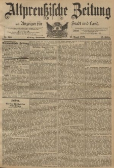 Altpreussische Zeitung, Nr. 200 Sonnabend 27 August 1892, 44. Jahrgang