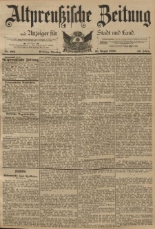 Altpreussische Zeitung, Nr. 202 Dienstag 30 August 1892, 44. Jahrgang