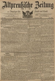 Altpreussische Zeitung, Nr. 204 Donnerstag 1 September 1892, 44. Jahrgang