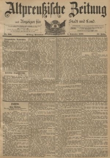 Altpreussische Zeitung, Nr. 206 Sonnabend 3 September 1892, 44. Jahrgang