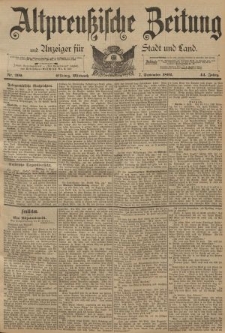 Altpreussische Zeitung, Nr. 209 Mittwoch 7 September 1892, 44. Jahrgang
