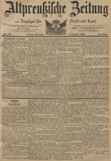 Altpreussische Zeitung, Nr. 210 Donnerstag 8 September 1892, 44. Jahrgang