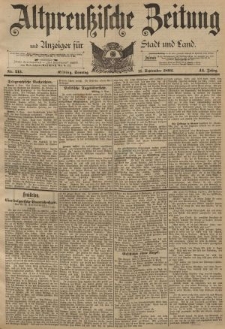 Altpreussische Zeitung, Nr. 213 Sonntag 11 September 1892, 44. Jahrgang