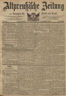 Altpreussische Zeitung, Nr. 215 Mittwoch 14 September 1892, 44. Jahrgang