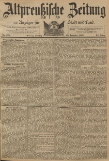 Altpreussische Zeitung, Nr. 220 Dienstag 20 September 1892, 44. Jahrgang