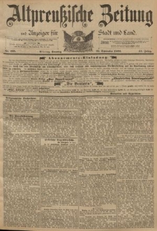 Altpreussische Zeitung, Nr. 225 Sonntag 25 September 1892, 44. Jahrgang