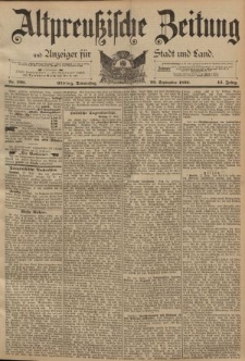 Altpreussische Zeitung, Nr. 228 Donnerstag 29 September 1892, 44. Jahrgang