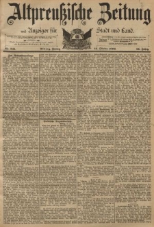 Altpreussische Zeitung, Nr. 241 Freitag 14 Oktober 1892, 44. Jahrgang