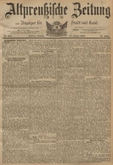 Altpreussische Zeitung, Nr. 244 Dienstag 18 Oktober 1892, 44. Jahrgang