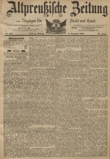Altpreussische Zeitung, Nr. 261 Sonntag 6 November 1892, 44. Jahrgang