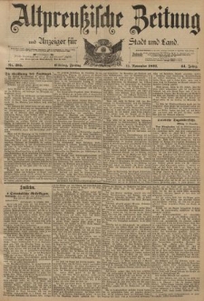 Altpreussische Zeitung, Nr. 265 Freitag 11 November 1892, 44. Jahrgang