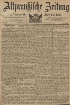 Altpreussische Zeitung, Nr. 273 Sonntag 20 November 1892, 44. Jahrgang