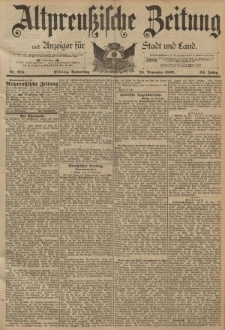 Altpreussische Zeitung, Nr. 276 Donnerstag 24 November 1892, 44. Jahrgang