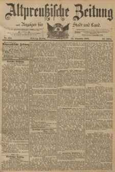 Altpreussische Zeitung, Nr. 277 Freitag 25 November 1892, 44. Jahrgang