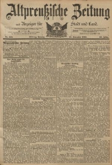 Altpreussische Zeitung, Nr. 279 Sonntag 27 November 1892, 44. Jahrgang