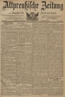 Altpreussische Zeitung, Nr. 288 Donnerstag 8 Dezember 1892, 44. Jahrgang