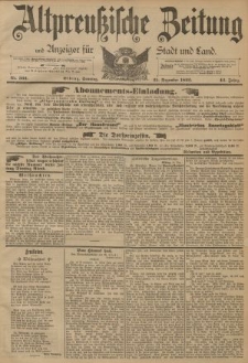 Altpreussische Zeitung, Nr. 303 Sonntag 25 Dezember 1892, 44. Jahrgang