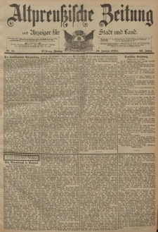 Altpreussische Zeitung, Nr. 15 Freitag 19 Januar 1894, 46. Jahrgang
