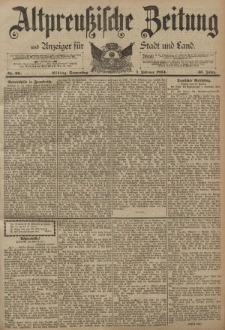 Altpreussische Zeitung, Nr. 26 Donnerstag 1 Februar 1894, 46. Jahrgang