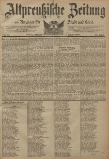Altpreussische Zeitung, Nr. 31 Mittwoch 7 Februar 1894, 46. Jahrgang