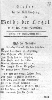 Lieder bei der Gottesverehrung zur Weihe der Orgel In der St. Nicolai &ndash; Pfarrkirche