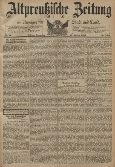 Altpreussische Zeitung, Nr. 38 Donnerstag 15 Februar 1894, 46. Jahrgang