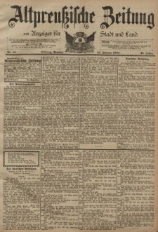 Altpreussische Zeitung, Nr. 47 Sonntag 25 Februar 1894, 46. Jahrgang