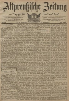 Altpreussische Zeitung, Nr. 50 Donnerstag 1 März 1894, 46. Jahrgang