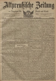 Altpreussische Zeitung, Nr. 85 Freitag 13 April 1894, 46. Jahrgang
