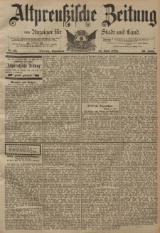 Altpreussische Zeitung, Nr. 92 Sonnabend 21 April 1894, 46. Jahrgang