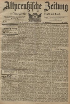 Altpreussische Zeitung, Nr. 96 Donnerstag 26 April 1894, 46. Jahrgang
