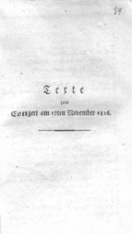 Texte zum Conzert am 17en November 1816