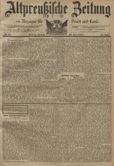 Altpreussische Zeitung, Nr. 99 Sonntag 29 April 1894, 46. Jahrgang