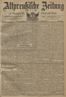 Altpreussische Zeitung, Nr. 111 Mittwoch 16 Mai 1894, 46. Jahrgang