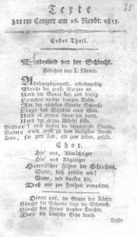 Texte zum Conzert am 26. Novbr.1815