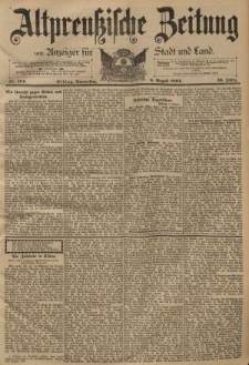 Altpreussische Zeitung, Nr. 184 Donnerstag 9 August 1894, 46. Jahrgang
