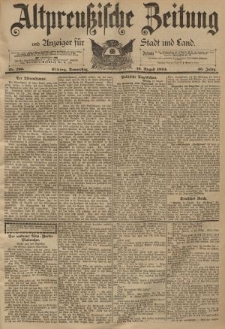 Altpreussische Zeitung, Nr. 190 Donnerstag 16 August 1894, 46. Jahrgang