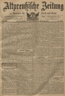 Altpreussische Zeitung, Nr. 193 Sonntag 19 August 1894, 46. Jahrgang