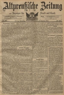Altpreussische Zeitung, Nr. 208 Donnerstag 6 September 1894, 46. Jahrgang
