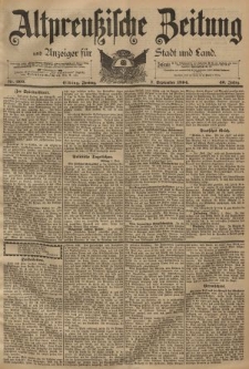 Altpreussische Zeitung, Nr. 209 Freitag 7 September 1894, 46. Jahrgang