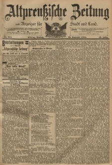 Altpreussische Zeitung, Nr. 224 Dienstag 25 September 1894, 46. Jahrgang