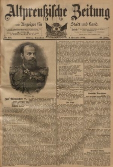 Altpreussische Zeitung, Nr. 258 Sonnabend 3 November 1894, 46. Jahrgang