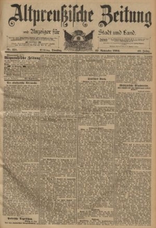 Altpreussische Zeitung, Nr. 277 Dienstag 27 November 1894, 46. Jahrgang