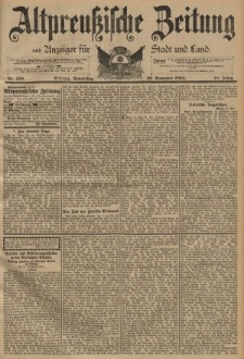 Altpreussische Zeitung, Nr. 279 Donnerstag 29 November 1894, 46. Jahrgang