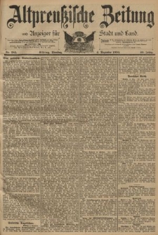 Altpreussische Zeitung, Nr. 283 Dienstag 4 Dezember 1894, 46. Jahrgang