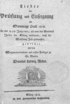 Lieder der Prüfung und Einsegnung am Sonntage Oculi 1808